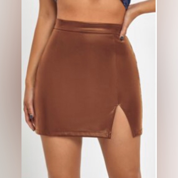 Dresses & Skirts - Pleather brown mini skirt size xs
